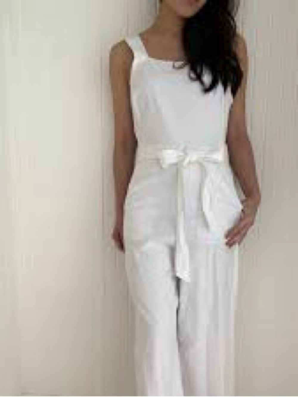 White Wide-Leg Cotton Jumpsuit